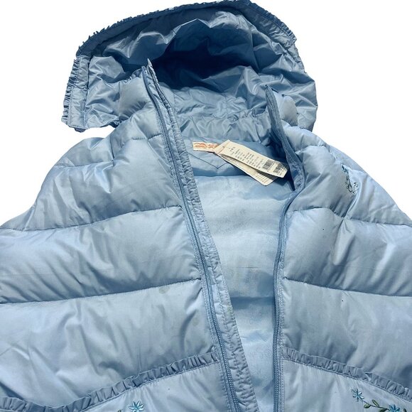 Girls Sky Blue Hooded Puffer Jacket Vest (Youth 12–14) – Embroidered + Down - Picture 6 of 7